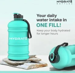 HYDRATE 2,2 Liter Sportfles - Duurzaam En Extra Sterk - BPA Vrij - Ideaal Voor: Sportschool, Dieet, Bodybuilding, Buitensport, Wandelen En Kantoor - Grote Waterfles (Mintgroen) -Waterfles Voor Buiten 1200x1164 1