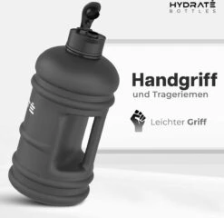 HYDRATE 2,2 Liter Waterfles - Nu Met Easy Drink Cap - Duurzaam En Extra Sterk - BPA Vrij - Ideaal Voor: Sportschool, Dieet, Bodybuilding, Buitensporten, Wandelen En Kantoor, Mat Zwart -Waterfles Voor Buiten 1200x1164 11