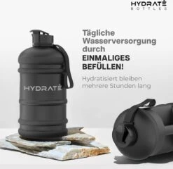 HYDRATE 2,2 Liter Waterfles - Nu Met Easy Drink Cap - Duurzaam En Extra Sterk - BPA Vrij - Ideaal Voor: Sportschool, Dieet, Bodybuilding, Buitensporten, Wandelen En Kantoor, Mat Zwart -Waterfles Voor Buiten 1200x1164 12