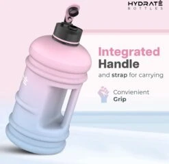 HYDRATE 2,2 Liter Waterfles - Nu Met Easy Drink Cap - Duurzaam En Extra Sterk - BPA Vrij - Ideaal Voor: Sportschool, Dieet, Bodybuilding, Buitensporten, Wandelen En Kantoor, Suikerspin -Waterfles Voor Buiten 1200x1164 14
