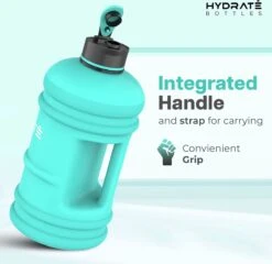 HYDRATE 2,2 Liter Sportfles - Duurzaam En Extra Sterk - BPA Vrij - Ideaal Voor: Sportschool, Dieet, Bodybuilding, Buitensport, Wandelen En Kantoor - Grote Waterfles (Mintgroen) -Waterfles Voor Buiten 1200x1164