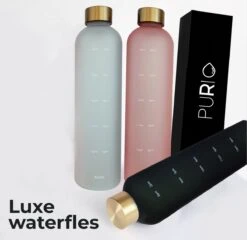 Innovaland Luxe Motivatie Waterfles Roze 1 Liter Drinkfles - BPA Vrij - Volwassenen - Kinderen - Cadeau - Fitnes- Geschenk - Cadeautjes -Waterfles Voor Buiten 1200x1166