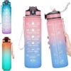 Merkloos Vision Licht Roze-Blauwe Waterfles Met Tijdmarkeringen | 1 Liter | Sport Waterfles | Drinkfles Met Rietje | Lekvrije Sportfles | Tritan Waterfles | BPA Vrij | Voor Sport, Fietsen, Kamperen, School, Sportschool | Tijdmarkering -Waterfles Voor Buiten 1200x1169 1