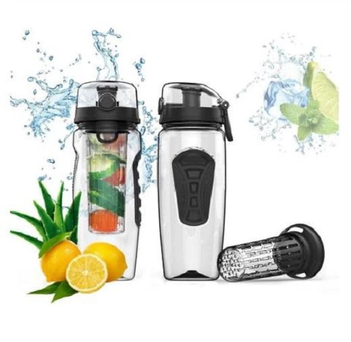 Merkloos Waterfles - Drinkfles - Waterfles Met Fruit Infuser – Zwart - 900ML 11 Merkloos Waterfles - Drinkfles - Waterfles Met Fruit Infuser – Zwart - 900ML - Afbeelding 9