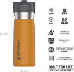 Stanley The IceFlow™ Flip Straw Water Bottle 0,65L - Thermosfles - Saffron 32 Stanley The IceFlow™ Flip Straw Water Bottle 0,65L - Thermosfles - Saffron -Waterfles Voor Buiten 1200x1170 8