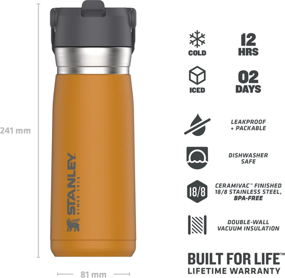 Stanley The IceFlow™ Flip Straw Water Bottle 0,65L - Thermosfles - Saffron 17 Stanley The IceFlow™ Flip Straw Water Bottle 0,65L - Thermosfles - Saffron - Afbeelding 15