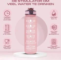 Gluxury Luxe Motivatie Waterfles - Nederlandse Tekst - Drinkfles Met Rietje - 1 Liter Drinkfles - Waterfles Met Tijdmarkering - Inc E-book -Waterfles Voor Buiten 1200x1174 7