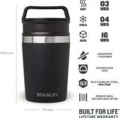 Stanley The Shortstack Travel Thermosbeker - 230 Ml - RVS/Mat Zwart 19 Stanley The Shortstack Travel Thermosbeker - 230 Ml - RVS/Mat Zwart -Waterfles Voor Buiten 1200x1181
