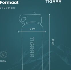 Tigrar - Waterfles - Drinkfles - Thermosfles 1 Liter Dubbelwandig - RVS - (Staal) Blauw - Incl. Extra Dop 3 Rietjes En Reiniger -Waterfles Voor Buiten 1200x1186 10