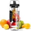 Merkloos Waterfles Met Fruit Infuser - 900ml- 100% BPA Vrij - Zwart - Sportfles - Detox Waterfles-Waterfles Met Fruit Filter