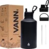 Drinkfles 2 Liter Met Rietje Waterjug Volwassenen - Complete Set - RVS 2L - 24uur Koud/12 Uur Warm - Zwart -Waterfles Voor Buiten 1200x1190