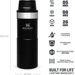 Stanley Trigger-Action Travel Mug 0.35L - Thermosfles - Matt Black -Waterfles Voor Buiten 1200x1194 4