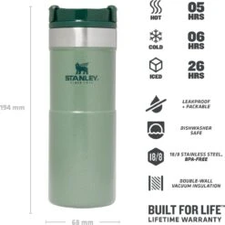 Stanley The NeverLeak™ Travel Mug 0,35L NEW - Thermosfles - Hammertone Green 22 Stanley The NeverLeak™ Travel Mug 0,35L NEW - Thermosfles - Hammertone Green -Waterfles Voor Buiten 1200x1197 8