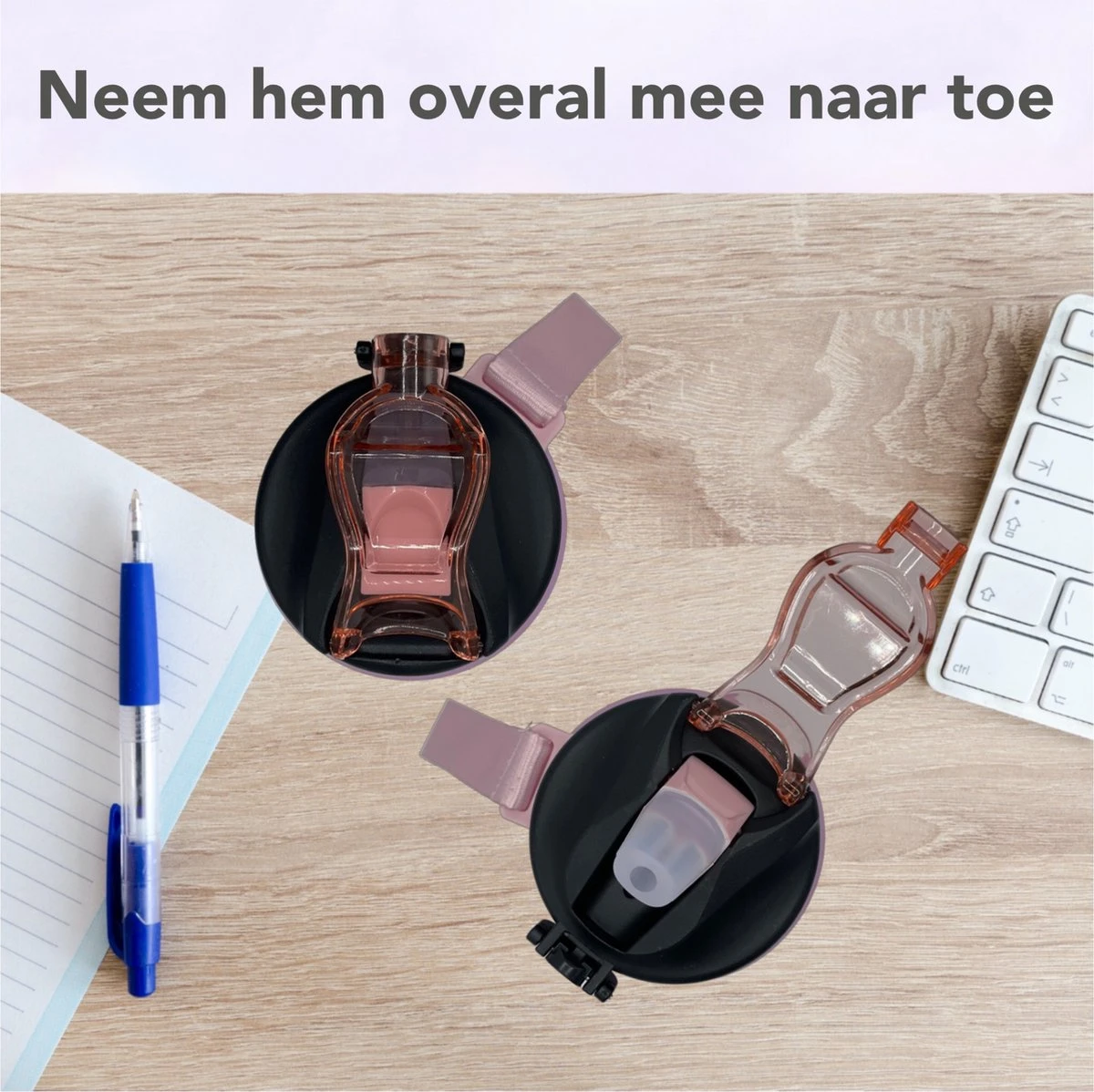 Seniq Motivatie Waterfles - 1 Liter - Drinkfles Met Tijdmarkering - Rietje - Roze Lichtblauw 10 Seniq Motivatie Waterfles - 1 Liter - Drinkfles Met Tijdmarkering - Rietje - Roze Lichtblauw - Afbeelding 8