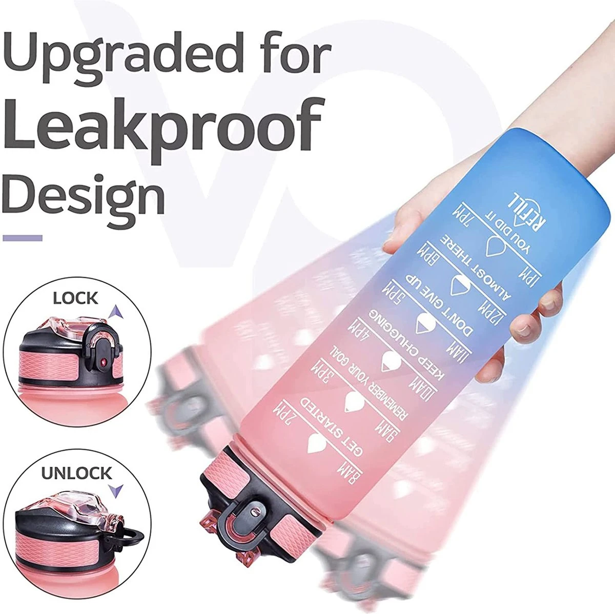 Merkloos Vision Licht Roze-Blauwe Waterfles Met Tijdmarkeringen | 1 Liter | Sport Waterfles | Drinkfles Met Rietje | Lekvrije Sportfles | Tritan Waterfles | BPA Vrij | Voor Sport, Fietsen, Kamperen, School, Sportschool | Tijdmarkering 6 Merkloos Vision Licht Roze-Blauwe Waterfles Met Tijdmarkeringen | 1 Liter | Sport Waterfles | Drinkfles Met Rietje | Lekvrije Sportfles | Tritan Waterfles | BPA Vrij | Voor Sport, Fietsen, Kamperen, School, Sportschool | Tijdmarkering - Afbeelding 4