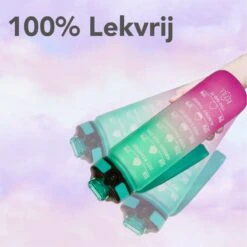 Seniq Motivatie Waterfles - 1 Liter - Drinkfles Met Tijdmarkering - Rietje - Groen Paars -Waterfles Voor Buiten 1200x1199 17