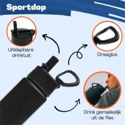 VANN Drinkfles 500 Ml Met Rietje Multifunctioneel - Waterfles Volwassenen - RVS Inclusief 3 Doppen - 24uur Koud/12 Uur Warm - Groen -Waterfles Voor Buiten 1200x1199 2