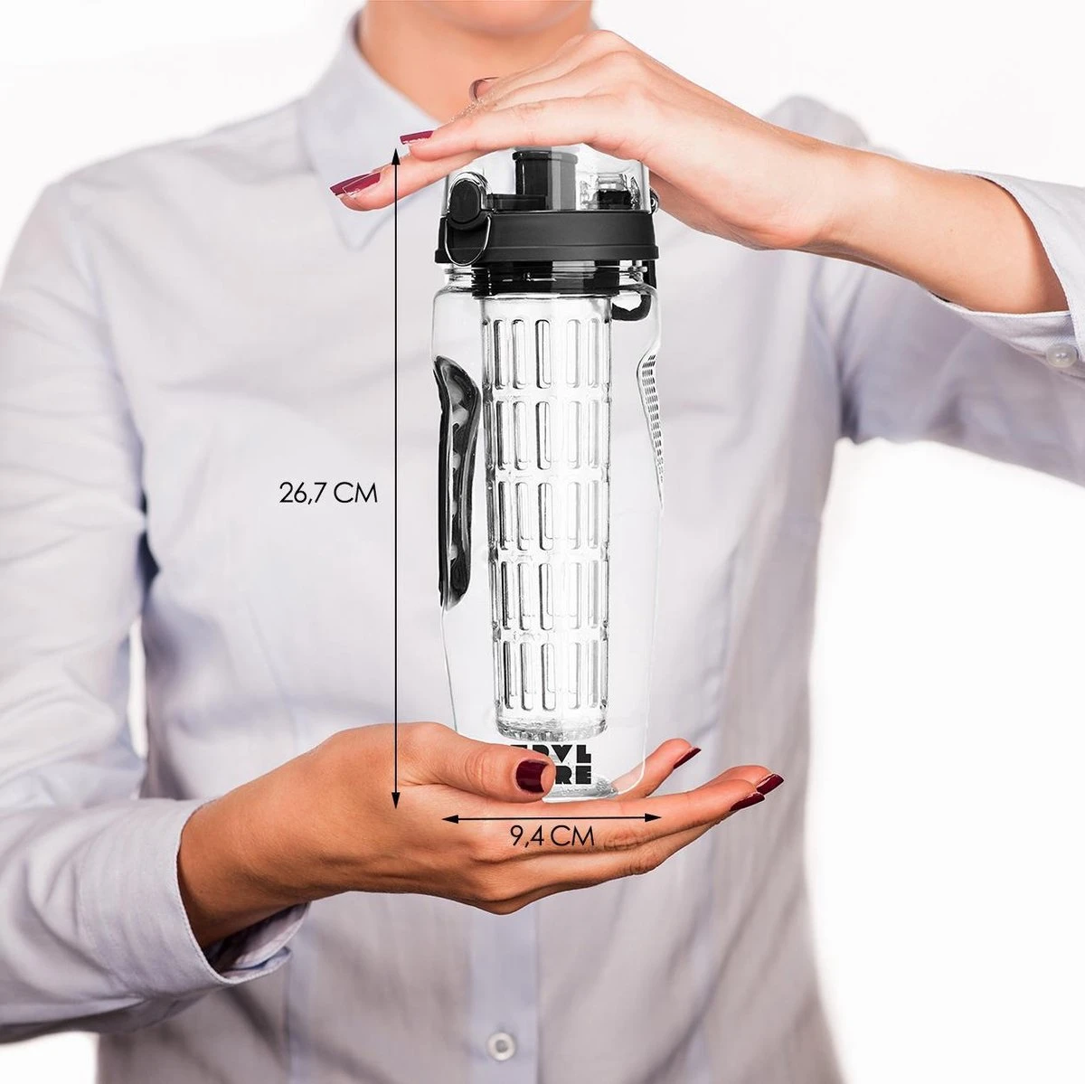 Merkloos Waterfles - Drinkfles - Waterfles Met Fruit Infuser – Zwart - 900ML 5 Merkloos Waterfles - Drinkfles - Waterfles Met Fruit Infuser – Zwart - 900ML - Afbeelding 3