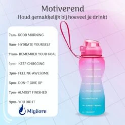 Migliore Waterfles 2 Liter- Luxe Drinkfles Met Rietje - 2 Liter - Water Bottle - Motivatie Waterfles Met Tijdmarkeringen - Grote - Gallon -Waterfles Voor Buiten 1200x1200 101