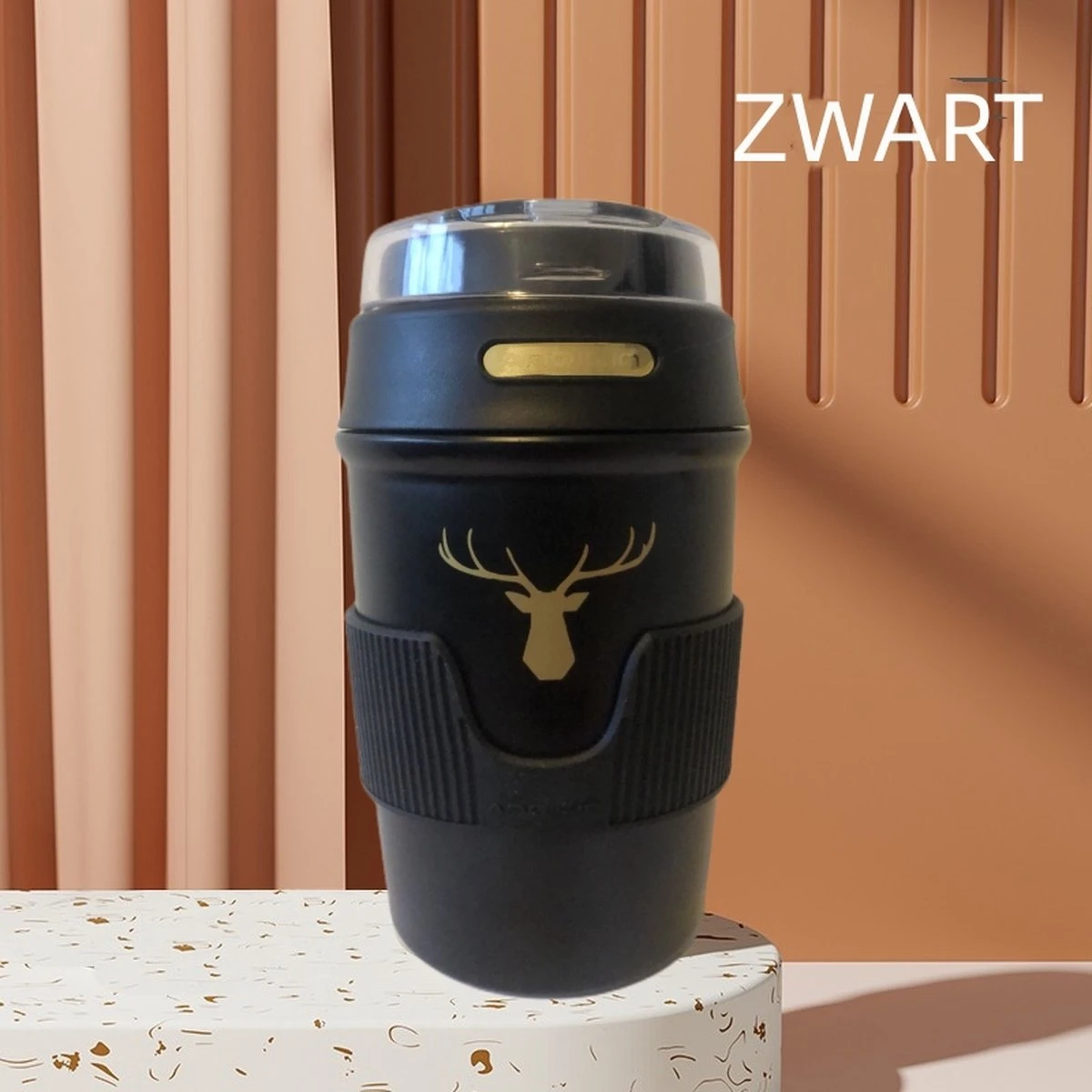 Floraweg Cup - Drinkbeker To GO- Lekvrij Dubbelwandig ,RVS 316, Thermosbeker Koffiebeker- Koffie En Thee - 400ml Zwart 3 Floraweg Cup - Drinkbeker To GO- Lekvrij Dubbelwandig ,RVS 316, Thermosbeker Koffiebeker- Koffie En Thee - 400ml Zwart