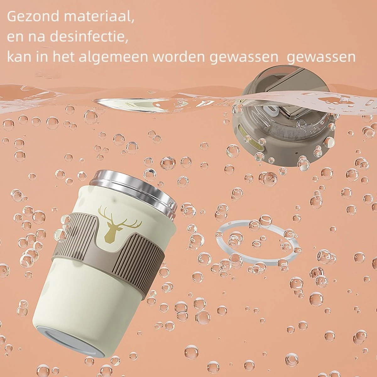 Floraweg Cup - Drinkbeker To GO- Lekvrij Dubbelwandig ,RVS 316, Thermosbeker Koffiebeker- Koffie En Thee - 400ml Zwart 7 Floraweg Cup - Drinkbeker To GO- Lekvrij Dubbelwandig ,RVS 316, Thermosbeker Koffiebeker- Koffie En Thee - 400ml Zwart - Afbeelding 5