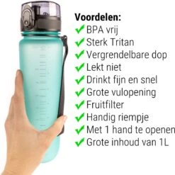 Drinkfles - 1 Liter - Sport Bidon Drinkbus 1000ml - Lichtblauw - King Mungo KMDF043 -Waterfles Voor Buiten 1200x1200 108
