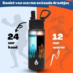 VANN Drinkfles 500 Ml Met Rietje Multifunctioneel - Waterfles Volwassenen - RVS Inclusief 3 Doppen - 24uur Koud/12 Uur Warm - Groen -Waterfles Voor Buiten 1200x1200 111