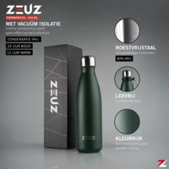 ZEUZ® Premium RVS Thermosfles & Drinkfles - Isoleerfles – Waterfles Met Rietje - BPA Vrij – 500 Ml - Mat Groen -Waterfles Voor Buiten 1200x1200 1144
