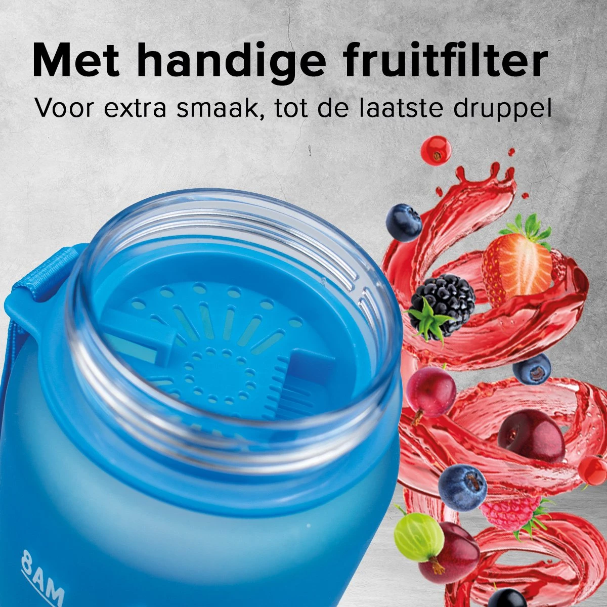 Nimma® Motivatie Waterfles - 1 Liter Drinkfles - Met Tijdmarkeringen En Fruitfilter - Blauw Roze 6 Nimma® Motivatie Waterfles - 1 Liter Drinkfles - Met Tijdmarkeringen En Fruitfilter - Blauw Roze - Afbeelding 4
