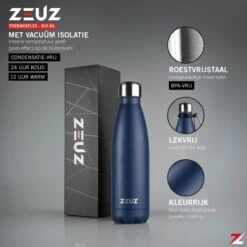 ZEUZ® Premium RVS Thermosfles & Drinkfles – Waterfles Met Rietje - BPA Vrij – 500 Ml - Donkerblauw -Waterfles Voor Buiten 1200x1200 1194
