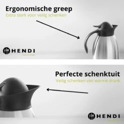 Hendi Thermoskan 2 Liter - Isoleerkan Met Drukknop - Zwart - Ø14,5x(H)26cm -Waterfles Voor Buiten 1200x1200 1204