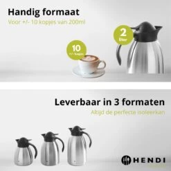 Hendi Thermoskan 2 Liter - Isoleerkan Met Drukknop - Zwart - Ø14,5x(H)26cm -Waterfles Voor Buiten 1200x1200 1205