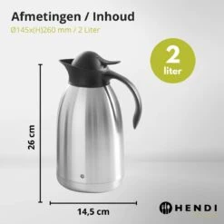 Hendi Thermoskan 2 Liter - Isoleerkan Met Drukknop - Zwart - Ø14,5x(H)26cm -Waterfles Voor Buiten 1200x1200 1207