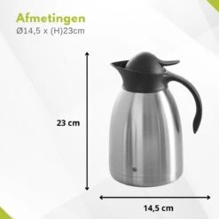 Hendi Thermoskan 1,5 Liter - Isoleerkan Met Drukknop - Zwart - Ø14,5x(H)23cm -Waterfles Voor Buiten 1200x1200 1215