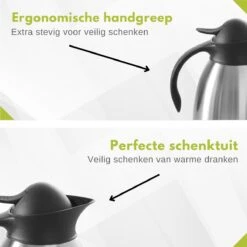 Hendi Thermoskan 1,5 Liter - Isoleerkan Met Drukknop - Zwart - Ø14,5x(H)23cm -Waterfles Voor Buiten 1200x1200 1217