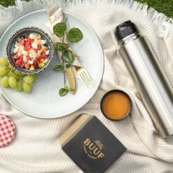 BUUF™️ Thermosfles 1 Liter - Isoleerfles - Thermosbeker - 24u/koud, 8u/warm - RVS - Zilver -Waterfles Voor Buiten 1200x1200 1275