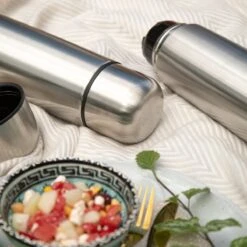 BUUF™️ Thermosfles 1 Liter - Isoleerfles - Thermosbeker - 24u/koud, 8u/warm - RVS - Zilver -Waterfles Voor Buiten 1200x1200 1277