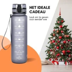 LaCardia Motivatie Waterfles Grijs - 1 Liter Drinkfles - Waterfles Met Tijdmarkering - Grijs -Waterfles Voor Buiten 1200x1200 131