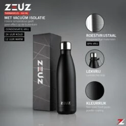 ZEUZ® Premium RVS Thermosfles & Drinkfles - Isoleerfles – Waterfles Met Rietje - BPA Vrij – 500 Ml - Mat Zwart -Waterfles Voor Buiten 1200x1200 1331