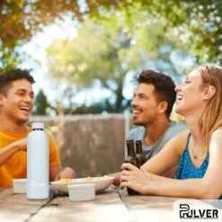 Pulver - RVS Thermosfles / Drinkfles – BPA Vrij – 750 Ml - Waterfles Met Draaidop – Drinkfles – Dubbele Isolatie - Rubberen Coating- Licht Groen -Waterfles Voor Buiten 1200x1200 1354