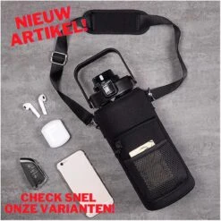 Merkloos Waterfles 2 Liter Zwart Transparant - Gratis Armband - Waterfles Met Rietje - Grote Waterfles - Sportbidon - Twee Liter Waterfles - Sportfles - Sportfles Fitness - Bottle 2 Liter- Drinkfles - Schenkfles - Zwart Transparant - Armbandje - Waterflessen -Waterfles Voor Buiten 1200x1200 230