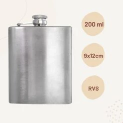 Merkloos Premium RVS Heupfles Met Schroefdop - 200 Ml - 12x9cm 13 Merkloos Premium RVS Heupfles Met Schroefdop - 200 Ml - 12x9cm -Waterfles Voor Buiten 1200x1200 256