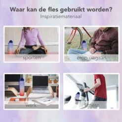 Seniq Motivatie Waterfles - 1 Liter - Drinkfles Met Tijdmarkering - Rietje - Paars Oranje -Waterfles Voor Buiten 1200x1200 284