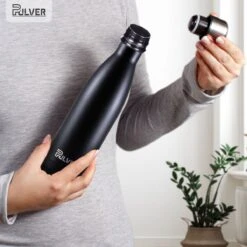 Pulver - Luxe RVS Thermosbeker / Drinkfles – BPA Vrij – 500 Ml - Waterfles Met Rietje – Drinkfles – Dubbele Isolatie - Kinderen & Volwassenen - Zwart -Waterfles Voor Buiten 1200x1200 3