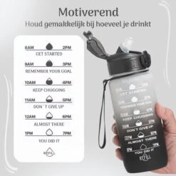 Migliore Drinkfles – Luxe Drinkfles Met Rietje – Kinderen En Volwassenen – Waterfles 600 Ml – Water Bottle – Motivatie Waterfles Met Tijdmarkeringen - 750 Ml - Ook In 1 Liter En 2 Liter -Waterfles Voor Buiten 1200x1200 313