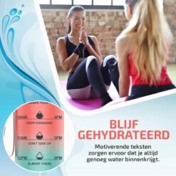 Lekro Waterfles Met Tijdmarkeringen - Motiverende Drinkfles Met Fruitfilter En Shake Bal/Shaker - 1 Liter - BPA Vrij - Roze/Blauw -Waterfles Voor Buiten 1200x1200 317