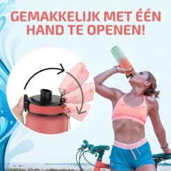 Lekro Waterfles Met Tijdmarkeringen - Motiverende Drinkfles Met Fruitfilter En Shake Bal/Shaker - 1 Liter - BPA Vrij - Roze/Blauw -Waterfles Voor Buiten 1200x1200 318