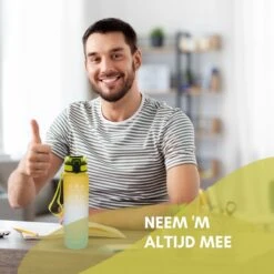 LaCardia Motivatie Waterfles Geel Blauw - 1 Liter Drinkfles - Waterfles Met Tijdmarkering - Geel + Blauw -Waterfles Voor Buiten 1200x1200 338