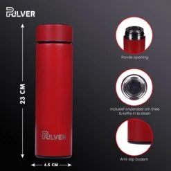 Pulver- Drinkfles - Smart - Temperatuur Meter - Dubbel Geïsoleerd - Drinkfles Kinderen & Volwassenen - Drinkflessen - Rood -Waterfles Voor Buiten 1200x1200 357