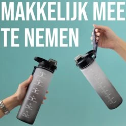 Motivatie Drinkfles - Waterfles 1 Liter - Handige Drinktuit - Bidon 1L - BPA- & Lekvrij -Waterfles Voor Buiten 1200x1200 359